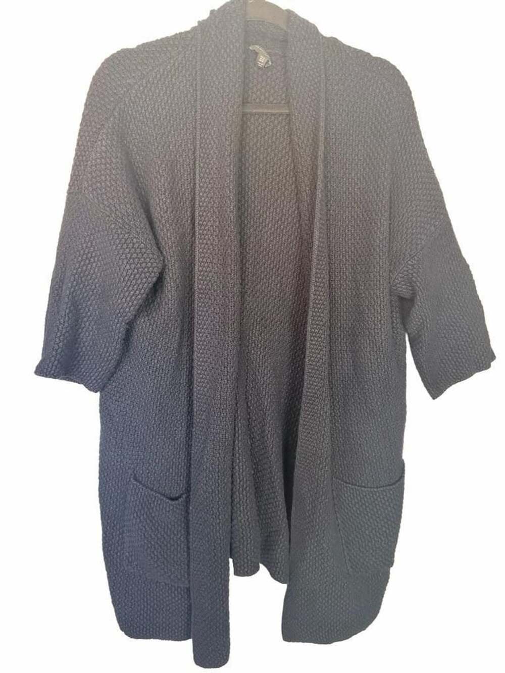 The White Company London Black Textured Knit Cardigan w Pockets US 10_193